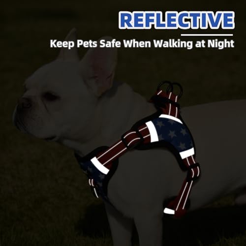 PUPTECK Dog Harness Small Sized Dog, Step in Adjustable Reflective Dog Vest Harness Escape Proof, No Pull Soft Padded Harness Easy Control, Star, S - color: Blue(Stars), size: S (CHEST: 13"-18")