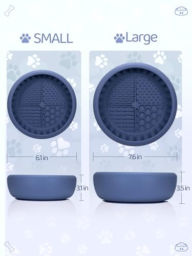 Dog Lick Bowl for Large Dogs, Lick Mat, Slow Feeder Lick Bowl with Brush and Scraper,Strong Suction, Freeze Licking Bowl for Anxiety Relief, Enrichment & Distraction, Dishwasher Safe 7.6 * 3.5 inch - color: Dark Blue