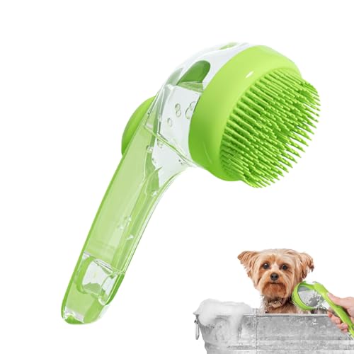 Dog Bath Brush – Shampoo Scrubber, Built-In Soap Dispenser Tool, Gentle Silicone Massage Design, Effective Washer, Easy Grip Cleaning Accessory | Dog bathing time, long haired puppy wash