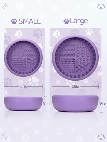 Dog Lick Bowl for Large Dogs, Lick Mat, Slow Feeder Lick Bowl with Brush and Scraper,Strong Suction, Freeze Licking Bowl for Anxiety Relief, Enrichment & Distraction, Dishwasher Safe 7.6 * 3.5 inch - color: Purple