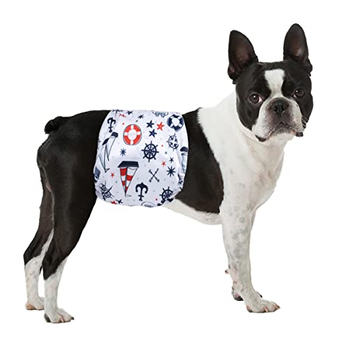 Pet Soft Dog Belly Bands - Washable Dog Diapers Belly Band for Male Dogs, Reusable Male Dogs Wraps 3pack for Doggy Puppy (Sailor, L) - size: Large (14''-18'')