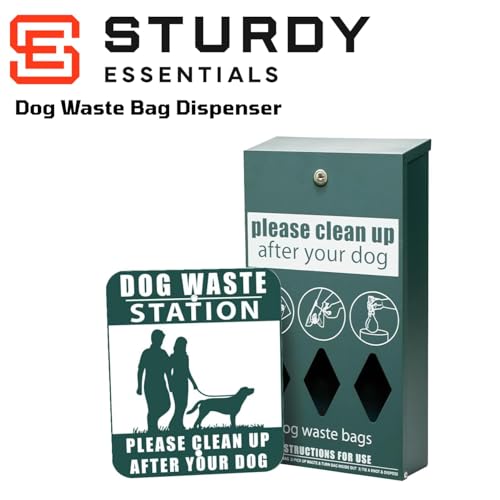 Complete Premium Dog Waste Station with 11.5 Gallon Pet Waste Bin, Trash Receptacle, Weatherproof, Stainless Steel, Easy Bag System Includes 300 Dog Waste Bags & 25 Liners - Green - color: Green 2