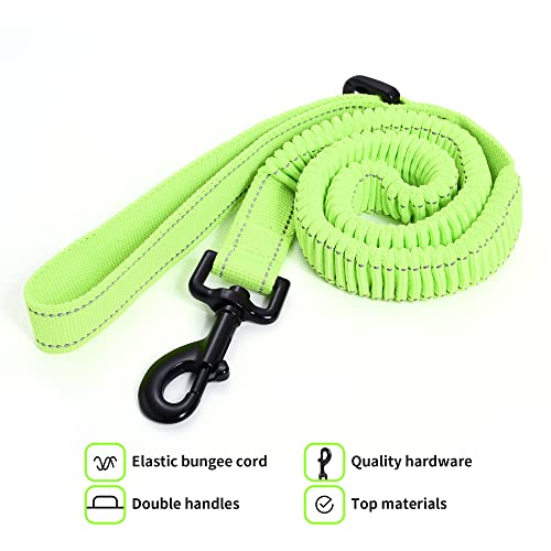 Mile High Life | Bungee Dog Leash | Gentle Pull Training Lead | Soft Comfort Texture | 3-5 Feet | for Dogs/Cats Under 20 lb (Lime Green) - color: 3-5 feet-Lime Green