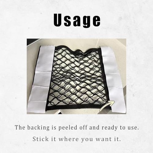 2PCS Universal Car Cargo Net with Adhesive Tape, 9.8×15.7in Trunk Storage Mesh Pocket Wall Mount Organizer Bag for Car RV SUV Boat Truck Camper Van Trailer (Black) - size: 15.7 x 9.8 inches