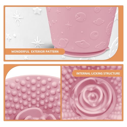 Dog Lick Bowl,Anxiety Relief Non-Slip Silicone Treat Bowl,Durable Anti-Choking Long-Lasting Enrichment Slow Feeder Licking Mat for Small Medium Large Breed,Freezable BPA Free Silicone Dishwasher Safe - color: Pink, size: M-L