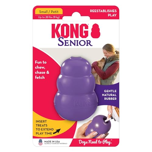 KONG Senior - Dog Toy with Gentle, Natural Rubber - Durable Dog Toy for Older Dogs - Use Treats with Stuffable Chew Toy - Treat Toy for Chewing & Fetching - for Small Dogs (Pack of 2) - size: Small(2-Pack)