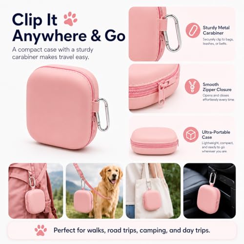 Portable Dog Bowl, Collapsible 2-in-1 Travel Dog Bowls with Carabiner Clip, Silicone Double Pet Food and Water Dish for Outdoor Camping and Hiking (Pink) - color: Pink