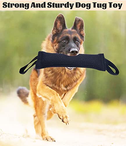 Clysoru Dog Tug Toy Double Pack Tough Jute Bite Pillow Training Equipment Puppy to Large Dogs Interactive - color: Black yellow grey