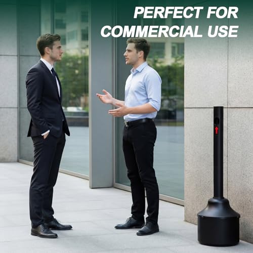 EBOOT 40 Inch Heavy Duty Steel Cigarette Disposal & Trash Receptacle, 5 Gallon Large Capacity Anti-topple Commercial Ash Urn, Windproof Outdoor Butt Can for Patio, Hotel, Office, Mall(Black)
