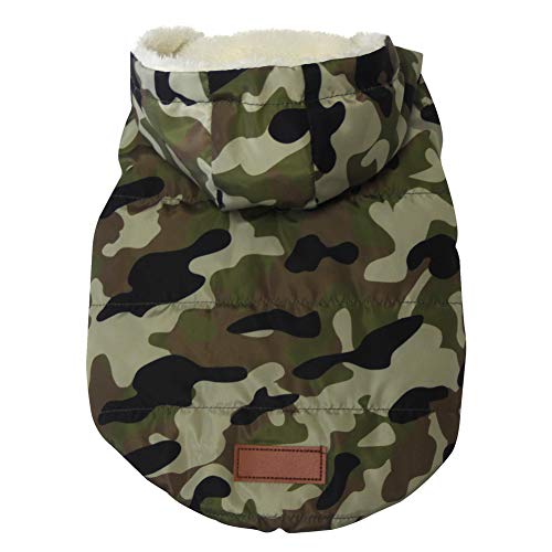 Vecomfy Fleece Lining Extra Warm Dog Hoodie in Winter,Small Dog Jacket Puppy Coats with Hooded,Green Camo XS - color: Green Camo, size: X-Small (Pack of 1)