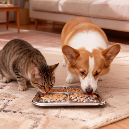 Kactoily 2-Pack Stainless Steel Lick Mat for Dogs and Cats, Large Slow Feeding Licking Pad with 46 Suction Cups, Peanut Butter Licking Pad for Boredom Reducer and Anxiety Relief - size: Large (2-Pack)