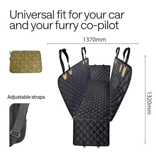WONDER FAMILY Waterproof Dog Car Seat Cover for Back Seat with Hard Bottom Inserts (White, Standard-Car/SUV/Small Truck)