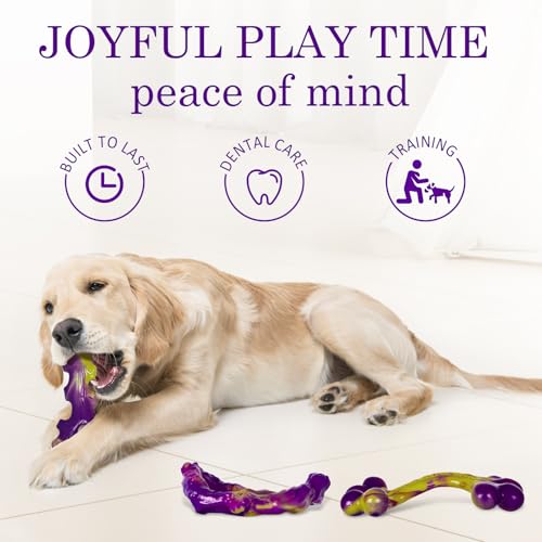 Frienhund Tough Dog Toys for Aggressive Chewers 3 Pack, Indestructible Dog Toys for Large Dogs, Dog Chew Toys, Aggressive Chew Toys to Keep Them Busy, Dog Toy for 30-75lbs Medium/Large Breeds - color: Purple