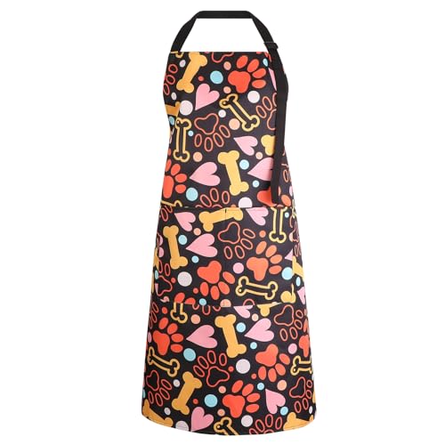 Dog Grooming Waterproof Apron with 2 Pockets, Cute Animals Puppy Dog Pets Apron - style: Cartoon Heart Bone