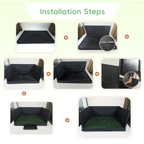 Large Dog Grass Pad with Tray, Reusable Potty Training Pad with Pee Baffle, Indoor & Outdoor 30" 20" Artificial Grass Patch for Small&Medium&Big Dogs