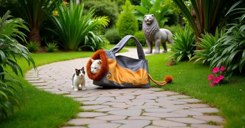 Hands Free Cat Dog Carrier, Lion Breathable Mesh Sling | Canvas Cotton Soft Safety Harness Walking Travel Hiking Vet Visits Small Dogs Kitten Pet Bag - color: gray