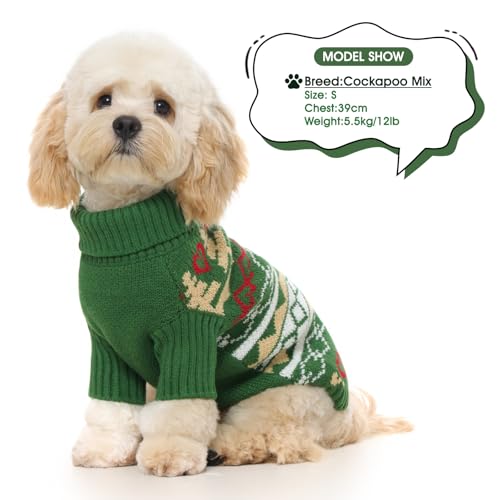 Christmas Dog Sweater for Small to Large Dogs - Festive Green Knit Pullover, Cute Holiday Winter Coat, Soft & Warm Pet Clothing, Machine Washable Green L - color: Green, size: Large