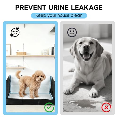 Dog Litter Box with High Walls, Pee Pad Holder Foldable, No Assembly, Waterproof, Seamless, Easy to Clean, Portable for Travel, No Spill Indoor Dog Potty Tray for Puppy & Medium Dogs - size: Medium