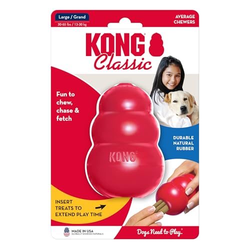 KONG Classic Stuffable Dog Toy - Fetch & Chew Toy for Dogs - Treat-Filling Capabilities & Erratic Bounce for Extended Play Time - Durable Natural Rubber Material - for Large Dogs - size: Large (Pack of 1)