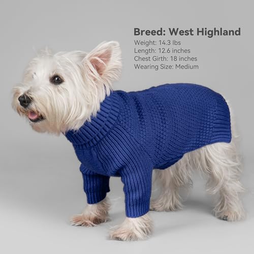 cyeollo Dog Sweater Pullover Turtleneck for Dogs, Classic Knitwear Fall Winter Cold Weather Doggie Clothes Warm Pet Apparel Small Medium Large Dog Sweaters, Royal Blue S - color: Blue, size: Small