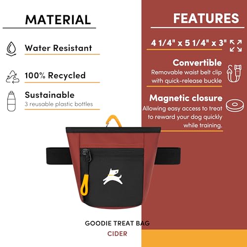 OllyDog, Goodie Treat Bag, Dog Treat Training Pouch | Magnetic Closure | 3 Ways to Wear | Hands-Free Waist Belt | Water-Resistant Recycled Vegan Fabric (Cider) - color: Cider
