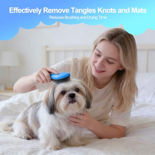 Small Dog Brush- Grooming Tool for Teddy, Yorkies, Maltese, Shih Tzu, Chihuahua - Puppy Hair Brush (Blue) - color: Blue
