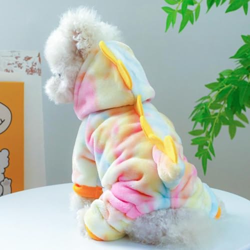 Dinosaur Puppy Coats, Winter Fleece Hoodies with Leash Ring, Cat Coat, Funny Dog Costume for Boy, Girl, Christmas, Halloween (Yellow, X-Large) - color: Yellow, size: X-Large