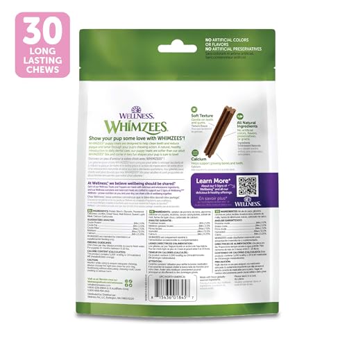 Wellness WHIMZEES Puppy Natural Dog Dental Treat, Chews, Freshens Breath, Extra-Small/Small Size, 7.9 oz Bag, 30 Count - size: 7.9 Ounce (Pack of 1)
