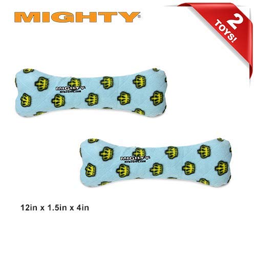 MIGHTY Tuffy 2 Pack Bone Dog Toy: Ultra Durable Plush Toy with Multiple Layers & Reinforced Seams, Washable and Floats, Vinyl Bone & Fleece - color: 2PK Blue Bone