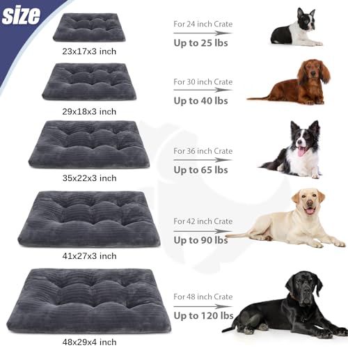 Dog Crate Bed Washable Dog Beds for Small Dogs Deluxe Thick Flannel Fluffy Comfy Kennel Pad Anti-Slip & Anti-Scratch Pet Sleeping Mat, 23 x 18 Inch, Gray - color: Gray, size: 23.0"L x 18.0"W x 2.5"Th