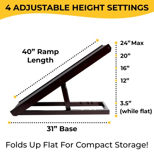 AlphaPaw - Original Natural Wood PawRamp for Small & Large Dogs - No Assembly Required - Adjustable Height Pet Ramp for Bed, Couch, Stairs (Dark Brown) - color: Darkbrown