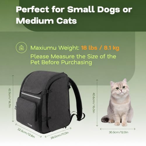 Premium Dog & Cat Carrier Backpack for Travel, Hiking & Vet Visits - Solid Durable Pet Backpack with Breathable Mesh, Safety Strap, Anti-Anxiety Curtain & Storage Pockets (Dark Gray) - color: Dark Gray