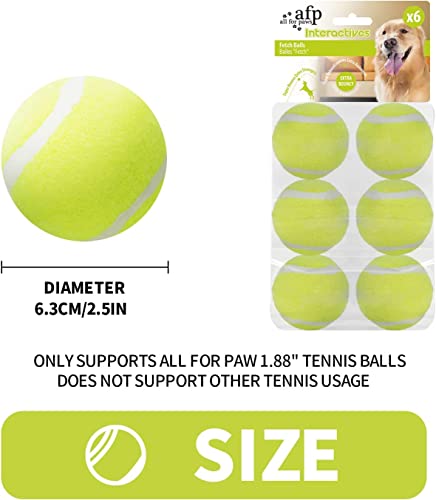 ALL FOR PAWS Automatic Ball Launcher for Dogs Interactive Puppy Pet Ball Outdoor Thrower Fetch Machine, 6 Balls Included (2.5 inch) + Six Tennis Balls Bundle