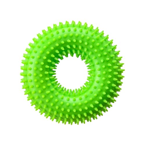 Dog Toys Squeaky - Spiky Ring for Chewers Dog Teething Toy with Rope, Squeaky Puppy Teething Spikey Glitter Ring Chew Toy, Aggressive Chew Indestructible for Puppy Teething Boredom Relief (Green) - color: Green