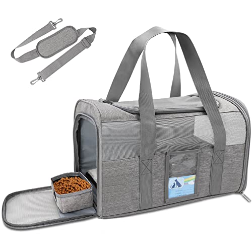 Refrze Cat Carrier,Dog Carriers for Small Dogs Medium Cats Pet Carrier up to 15 Lbs, TSA Airline Approved Cat Carrier Soft, Cat Dog Crate Travel Bag,Grey - color: Grey, size: 17.0"L x 12.0"W x 11.0"H