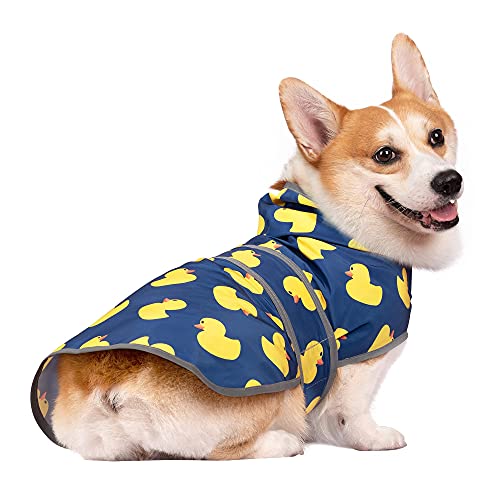 Dog Raincoat for Small Dogs Puppies Waterproof Jacket Hooded Rain Coats with Reflective Strips Leash Hole & Poncho Adjustable Fit (Duck,XS) - color: Blue Duck, size: X-Small