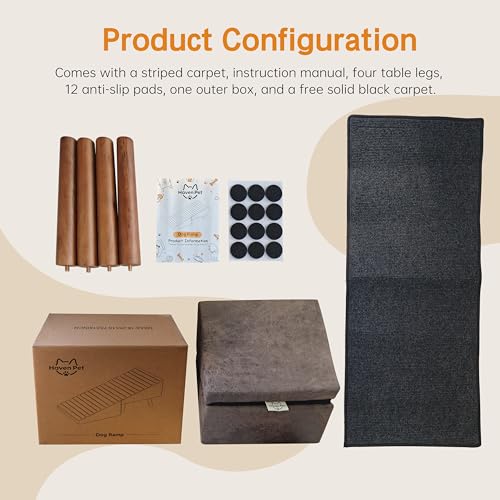 2-in-1 Dog Ramp and Stairs for Bed and Couch, 17 Inch High,Foldable Ottoman Ramp with Non-Slip Replaceable Carpet, Joint Relief for Small and Large Dogs - color: Brown