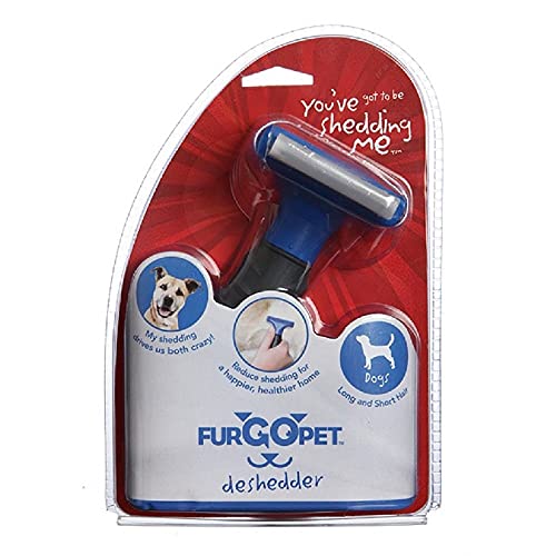 SUPTMAX FurGOPet Dog Deshedding Tool for Small Breeds, Black, Blue, Stainless Steel, 4 Inch, 1 Count, Pet Grooming Tool, Reduces Shedding, Hairballs, All Hair Types, Dogs