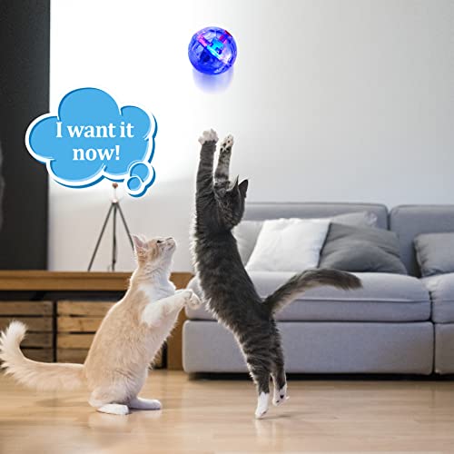 Jecery 9 Pcs Ghost Hunting Light Up Cat Balls LED Motion Activated Cat Toy Interactive Lighted Ball Pet Glowing Mini Running Exercise Toys for Kitten Dog Pet Animals Activity(Transparent) - color: Transparent