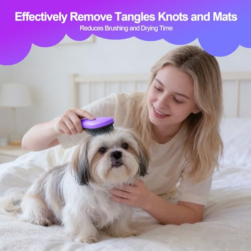 Small Dog Brush - Puppy Hair Brush- Grooming Tool for Teddy, Yorkies, Maltese, Shih Tzu, Chihuahua (Purple) - color: Purple