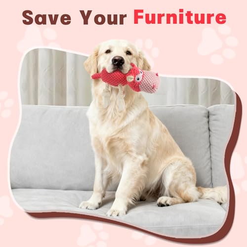 TOOPTATE Squeaky Dog Toy - Plush Interactive Chew Toy for Large, Medium and Small Dogs, Keeps Them Busy (Pink, Medium) - color: Pink, size: Medium