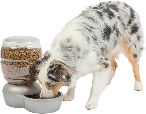 Petmate Replendish Pearl White 10 lb Dog Cat Feeder,Grey, Made in USA - color: Pearl Silver Grey, size: 10 LB