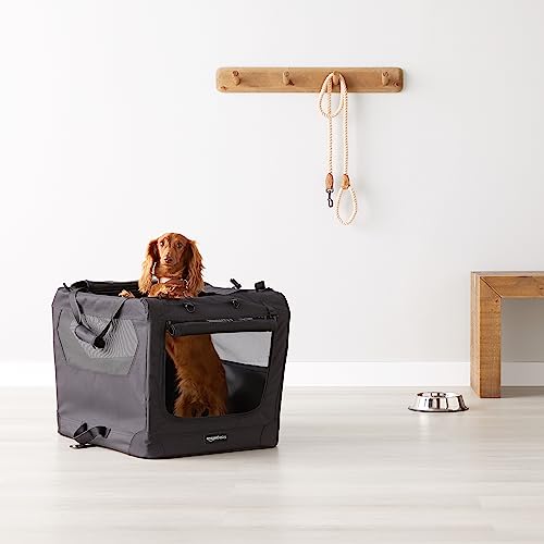 Amazon Basics Folding Portable Soft Pet Dog Crate Carrier Kennel, 26.2"L x 17.8"W x 18.1"H, Black - color: BLACK, size: 26.2"L x 17.8"W x 18.1"H