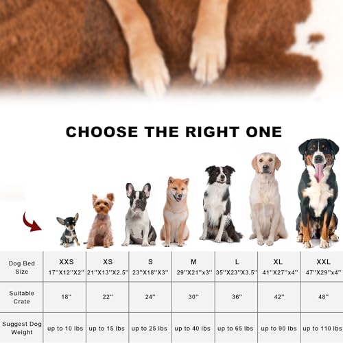 Bedfolks Waterproof Crate Bed, Plush Dog & Cat Bed with Removable Washable Cover, Faux Fur Kennel Pad, 17"x12", Cow Print - color: Cow Print, size: XX-Small(17x12'')