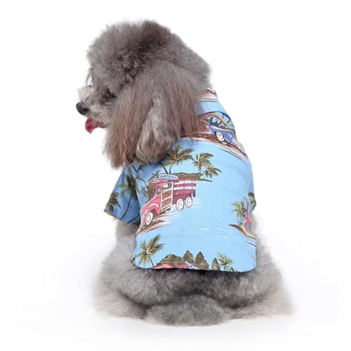 Tangpan Summer Pet Daisy Hawaiian Beach Plaid Print Shirts Clothes for Dog (X-Small, Blue) - color: Blue, size: X-Small