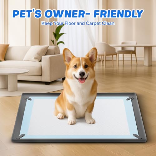 41PCS Puppy Pee Pad Holder Set for Dog, Non-Slip Silicone Dog Puppy Pad Holder for 36.3" x 25.3" Training Pads, High Edge Pee Pad Tray with 4 Magnetic Holder Clamps and 40pcs Puppy Potty Pad - size: 36.3" x 25.3"