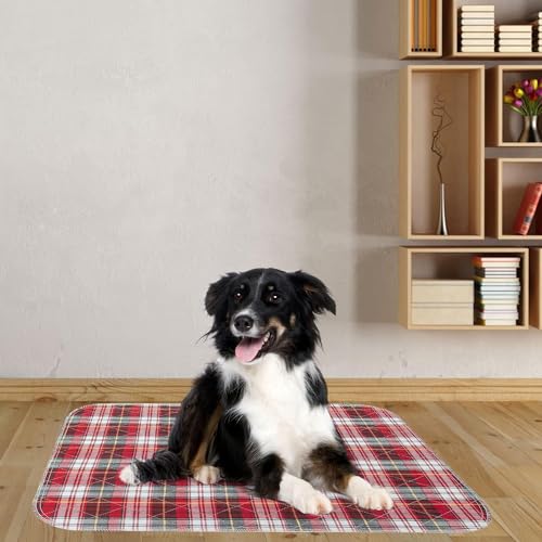 KOOLTAIL Reusable Puppy Pads, 2 Pack Washable Pee Pads for Dogs-Waterproof Non-Slip Plaid Puppy Training Pads, Absorbent Whelping Pads for Potty, Crate, Playpen, Bed, Sofa, Large Dog Mat, 31"x 36" - size: 31*36in 2 Pack