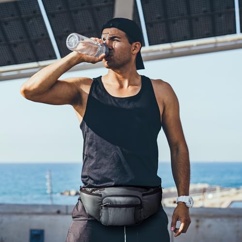 NOOLA Fanny Pack Waist Bag for Men Women, Lightweight Waist Pack with Water Bottle Holder, Adjustable Belt Bag with Multi-Pockets for Hiking, Dog Walking, Outdoor, Cycling, Running, Travel, Grey - color: Grey