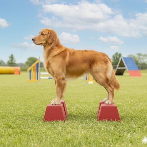 Stacking Blocks for Dog Shows, Professional Dog Stacking Training Platform, Show Ring Feet Position Trainer, Non Slip Stable Base, Breed Stance Support (Red) - color: Red