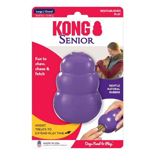 KONG Senior - Dog Toy with Gentle, Natural Rubber - Durable Dog Toy for Older Dogs - Use Treats with Stuffable Chew Toy - Treat Toy for Chewing & Fetching - for Large Dogs - size: Large (Pack of 1)